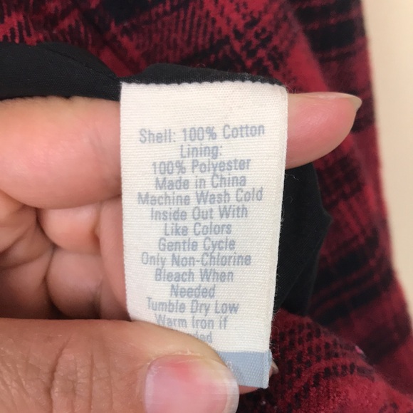 Fossil Men’s Plaid Flannel Multi-Pocket Red Black Shirt Jacket Shacket - Picture 10 of 10